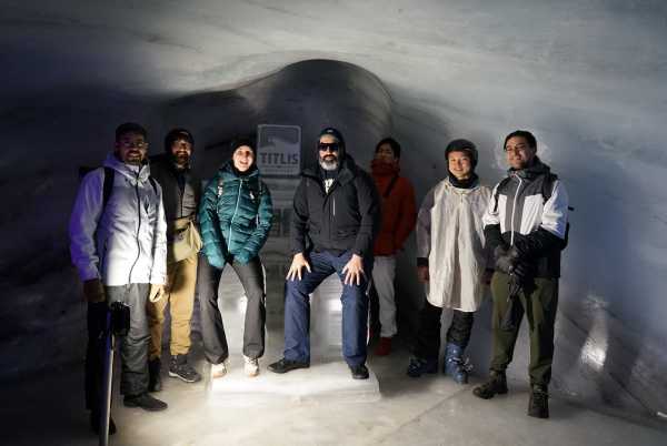 Group photo in an ice cave on the Titlis