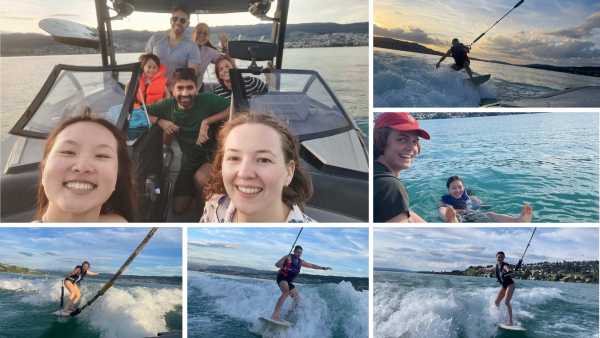 July 2022: End of Spring Semester gathering, Wake-surfing experience at lake Zürich.